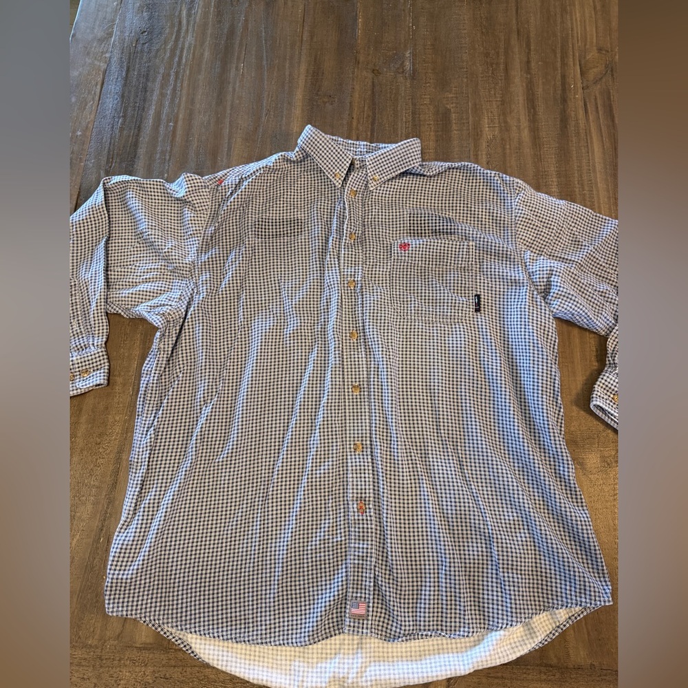 Ariat Work FR CAT2 NFPA 2112 Blue Plaid Button Down Shirt Men’s 3XL XXXL